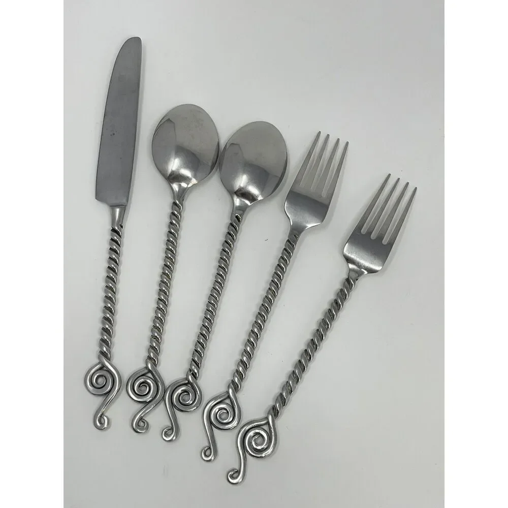 World Market Maroc Twist 1 Dinner Knife 2 Dinner Forks 2 Dinner Spoons Set Of 5